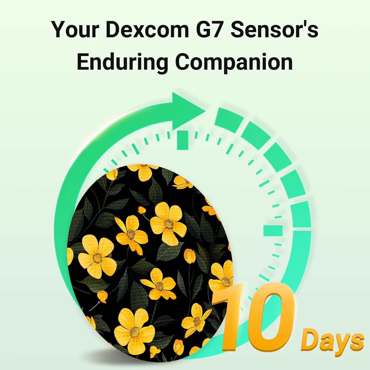 32 Pack Dexcom G7 Overpatches with Reusable Hardshell Cover (Yellow Flower)