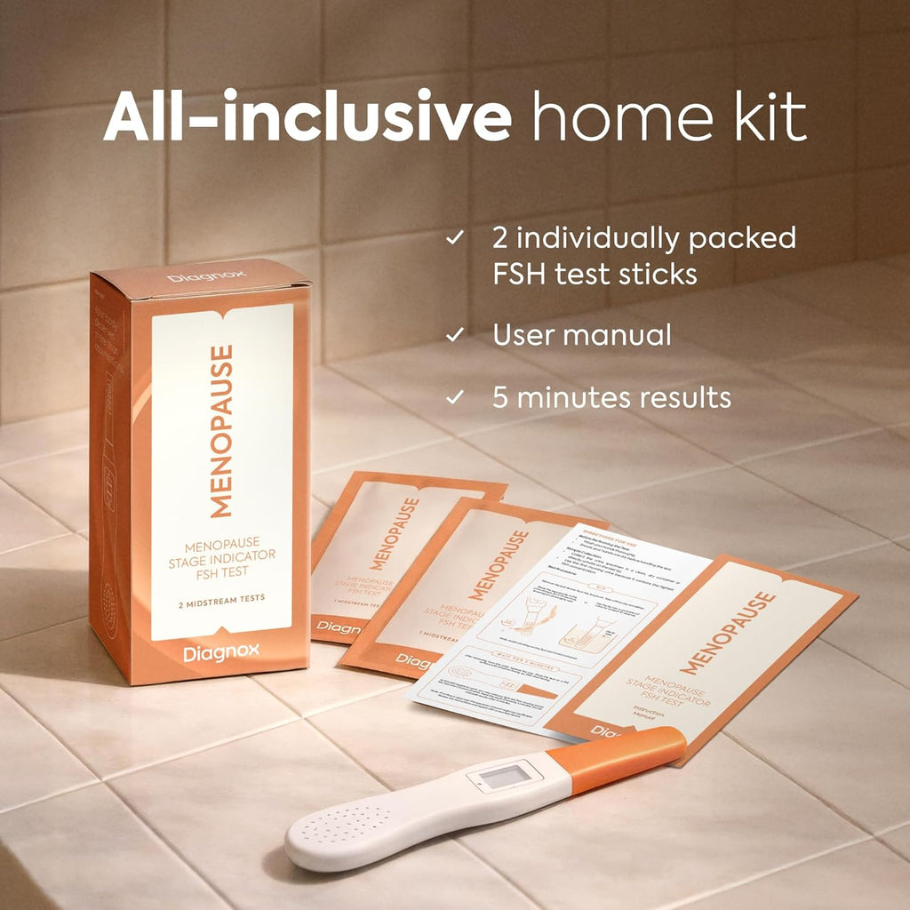 Diagnox Menopause Test Kit at Home, Midstream FSH Test Kit, 2 Pack | Fast Results in 5 Minutes, Private Testing at Home, Easy to Use, Longer Shelf Life