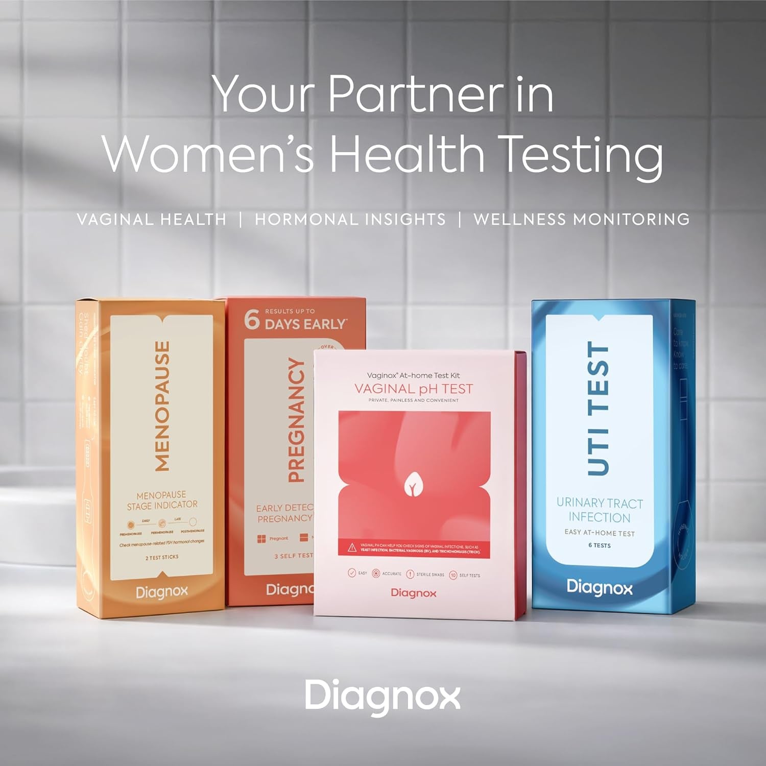 Diagnox Menopause Test Kit at Home, Midstream FSH Test Kit, 2 Pack | Fast Results in 5 Minutes, Private Testing at Home, Easy to Use, Longer Shelf Life