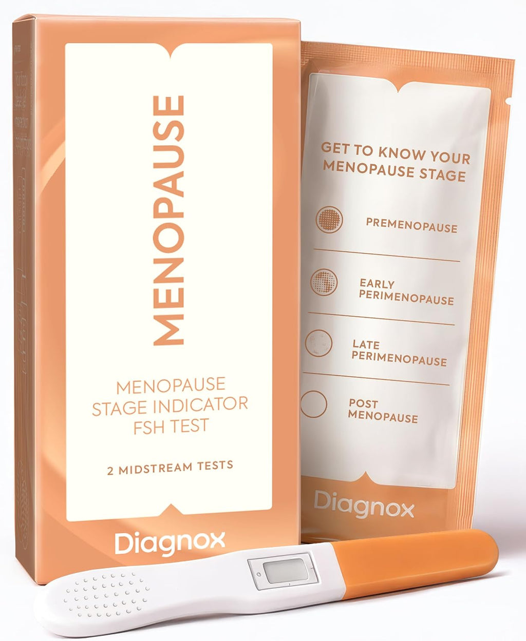Diagnox Menopause Test Kit at Home, Midstream FSH Test Kit, 2 Pack | Fast Results in 5 Minutes, Private Testing at Home, Easy to Use, Longer Shelf Life