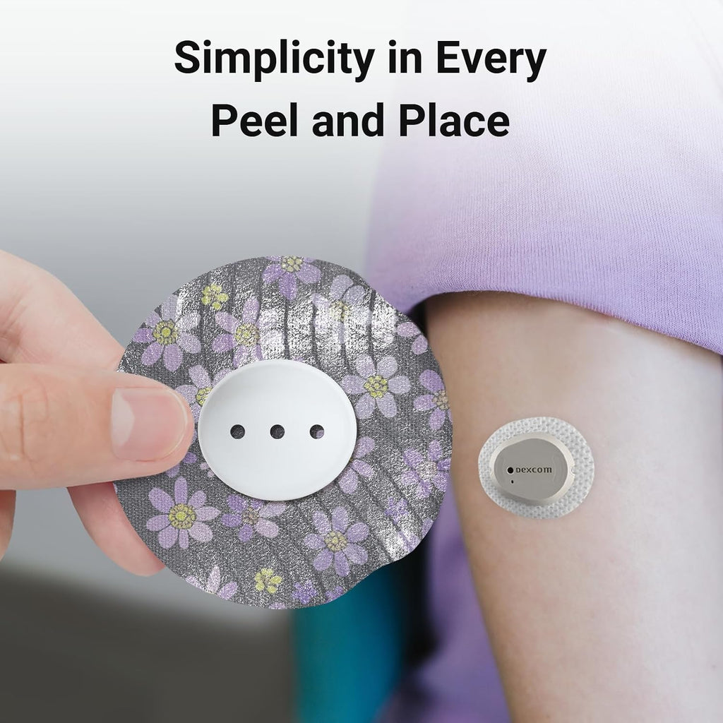 32 Pack Dexcom G7 Overpatches with Reusable Hardshell Cover (Yellow Flower)
